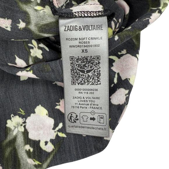 NWT ZADIG & VOLTAIRE Rozom Soft Crinkle Roses Dress Size XS - Picture 7 of 8